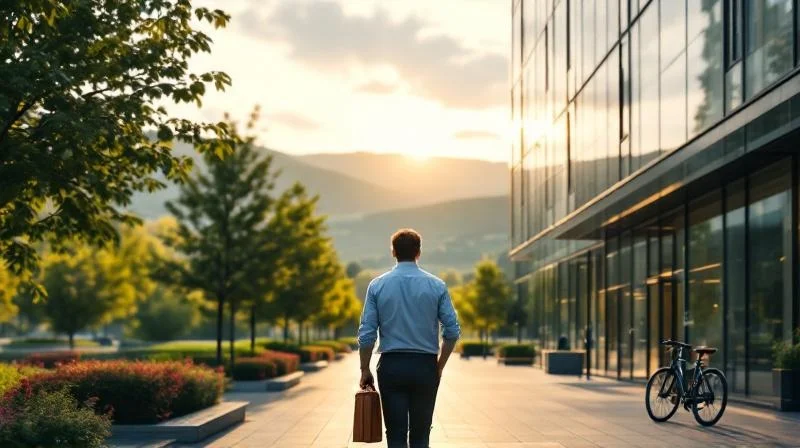 Modernes Buerogebaeude in Freiburg mit Blick auf den Schwarzwald